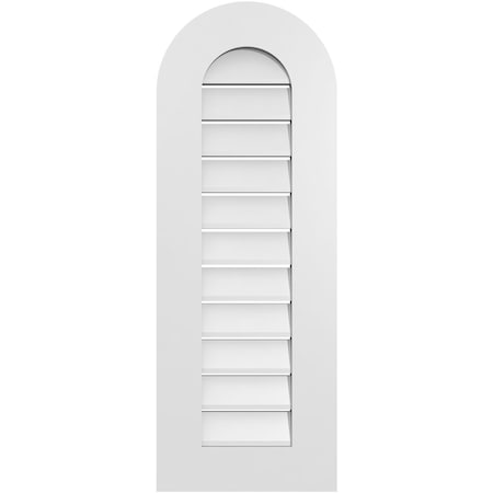 Ekena Millwork Round Top Surface Mount PVC Gable Vent: Functional, w/ 3-1/2"W x 1"P Standard Frame, 14"W x 38"H GVPRT14X3801SF